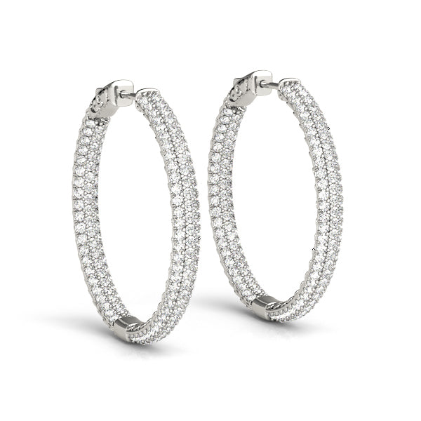 14K Gold Diamond PavÃ© .6"" Round Hoop Earrings