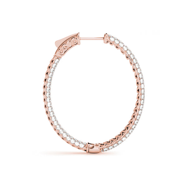 14K Rose Gold Diamond Inside Out Hoop Earrings