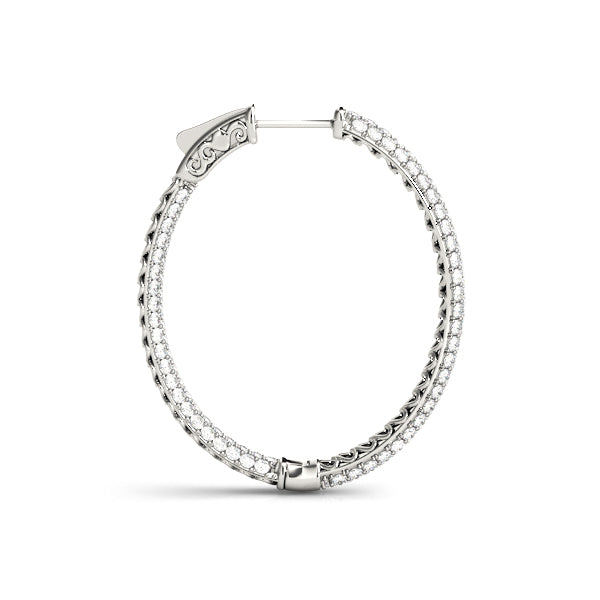 14K Gold Diamond Pave Inside Out Hoop