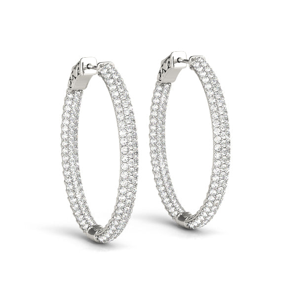 14K Gold Diamond Pave Inside Out Hoop
