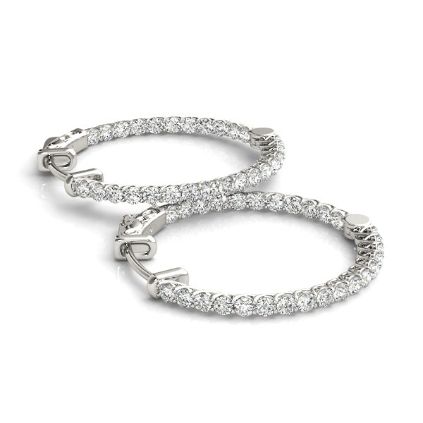 .75"" Diamond Inside Out Hoop Earrings