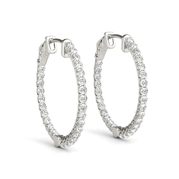 .75"" Diamond Inside Out Hoop Earrings