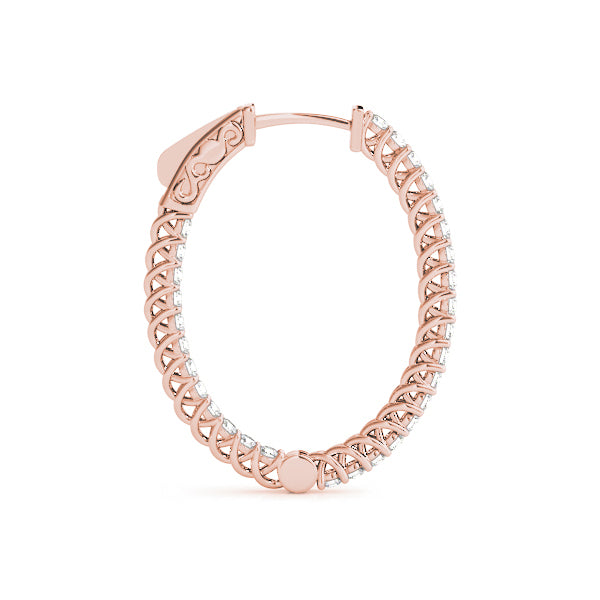 14K Rose Gold Diamond Inside Out Hoop Earrings