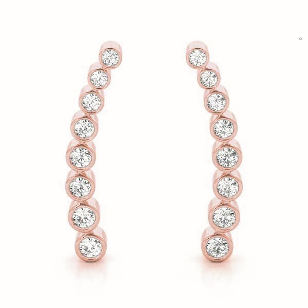 14K Rose Gold Round Diamond Fashion Earrings