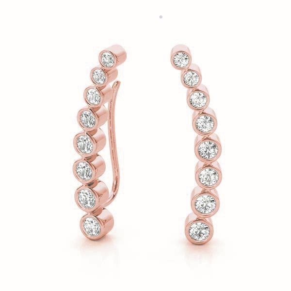 14K Rose Gold Round Diamond Fashion Earrings