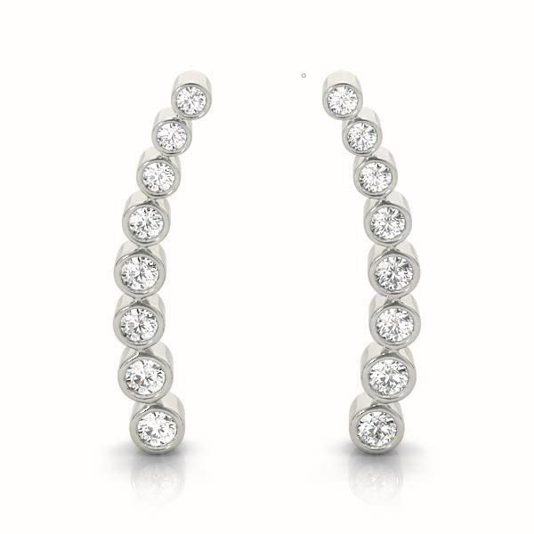 Round Diamond Ear Climbers in Precious Metal