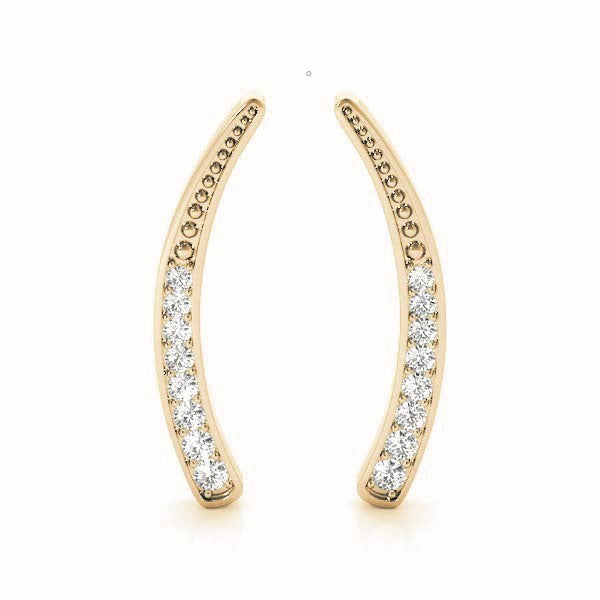 14K Yellow Gold Diamond Ear Climber Earrings