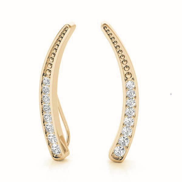 14K Yellow Gold Round Diamond Fashion Earrings