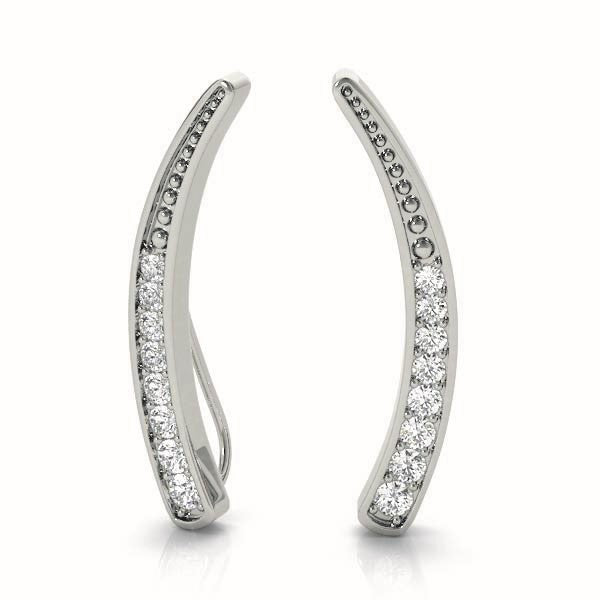 Diamond Round Gold Ear Climbers