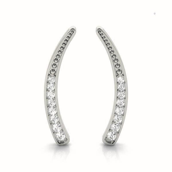 Diamond Round Gold Ear Climbers