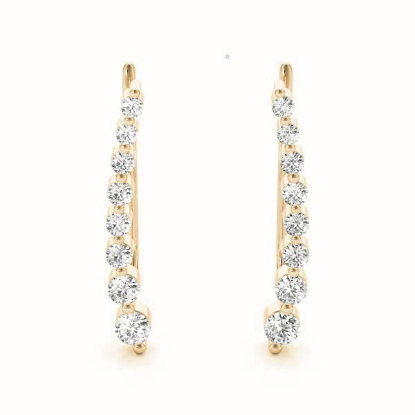 14K Yellow Gold Round Diamond Fashion Earrings
