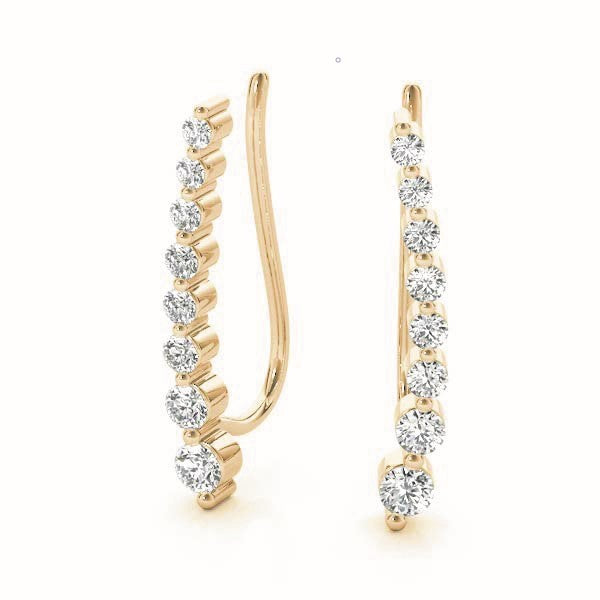 14K Yellow Gold Round Diamond Fashion Earrings