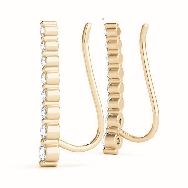 14K Yellow Gold Diamond Climber Earrings 1/8 ctw