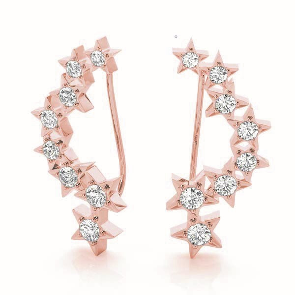 Rose Gold Round Diamond Fashion Stud Earrings