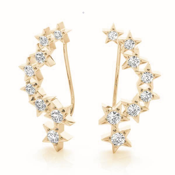 14K Yellow Gold Lab Diamond Ear Climbers