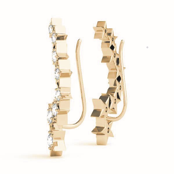 14K Yellow Gold Lab Diamond Ear Climbers