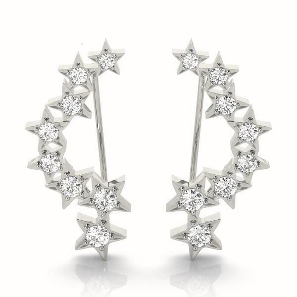 Round Diamond Ear Climbers