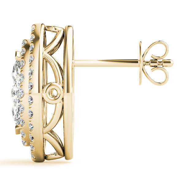 14K Yellow Gold Marquise Diamond Halo Earring Set