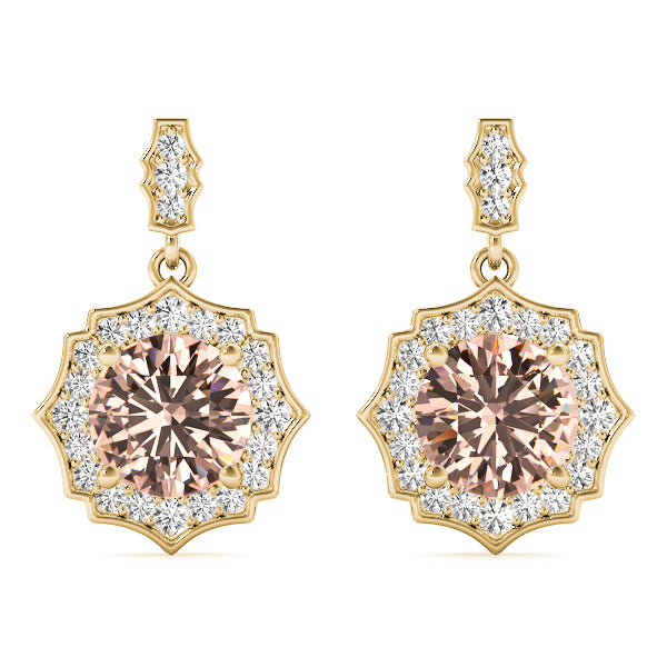 14K Yellow Gold Round Diamond Fashion Earrings