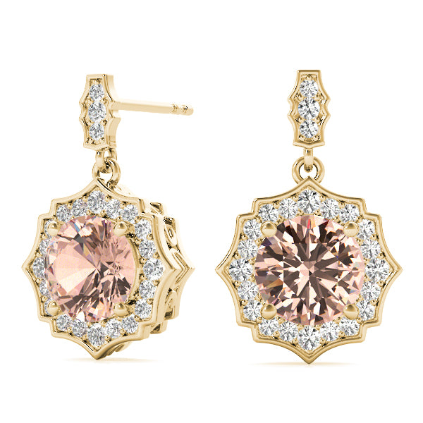 14K Yellow Gold Round Diamond Fashion Earrings