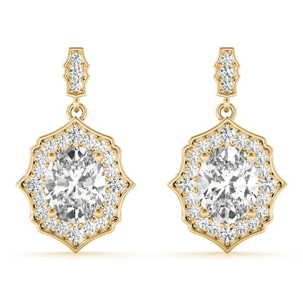 14K Yellow Gold Diamond Halo Stud Earrings
