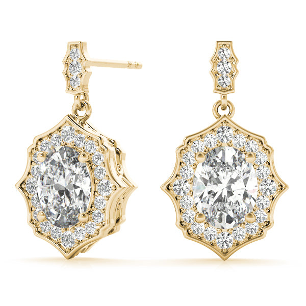 14K Yellow Gold Diamond Accent Halo Earrings