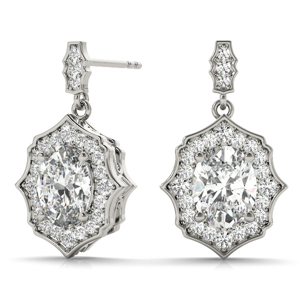 Diamond Halo Oval Earrings