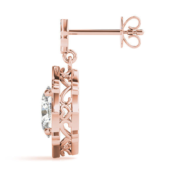 Rose Gold Diamond Halo Stud Earrings 0.5ctw