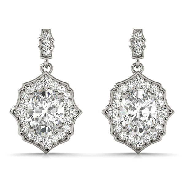 Diamond Oval Halo Earrings
