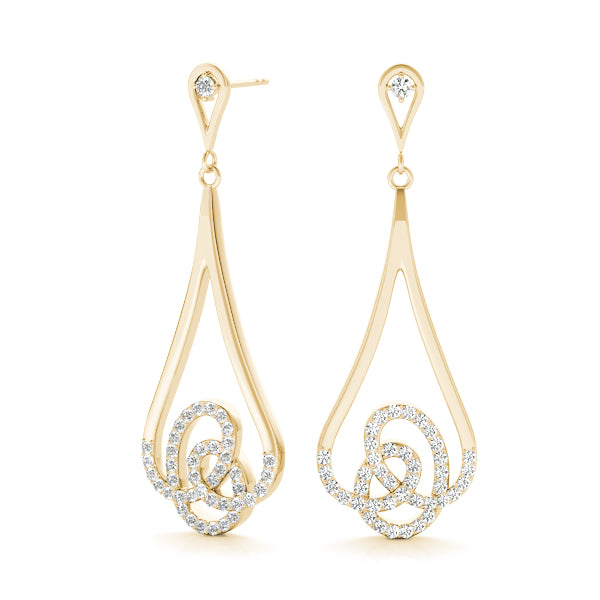 14K Yellow Gold Diamond Cluster Fashion Earrings
