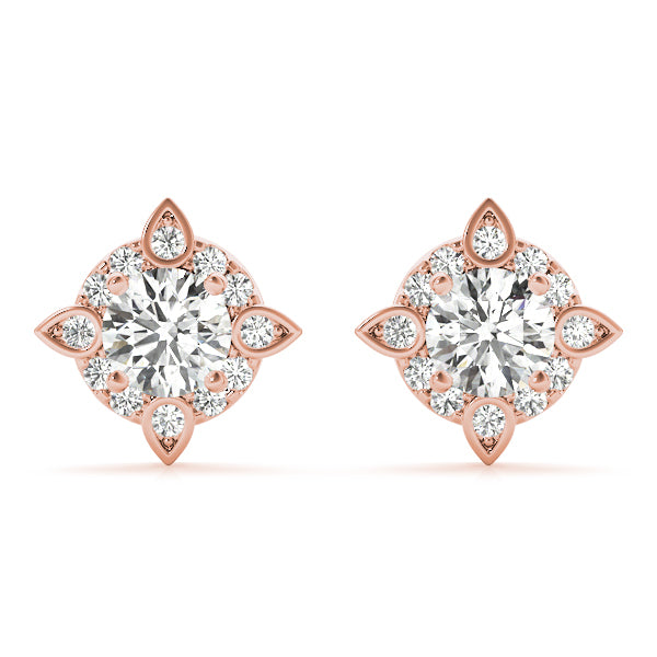 14K Rose Gold Diamond Accent Halo Earrings