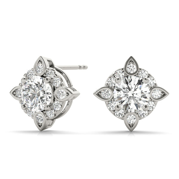Multi-Diamond Round Halo Earrings