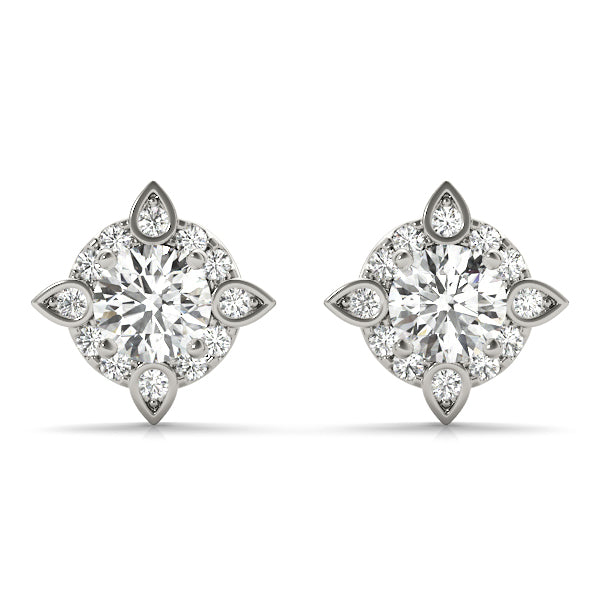 Multi-Diamond Round Halo Earrings