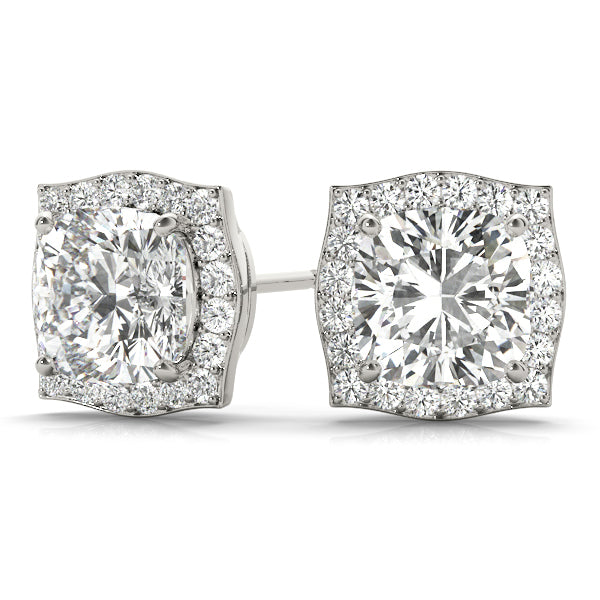 Diamond Halo Round Cushion Earrings