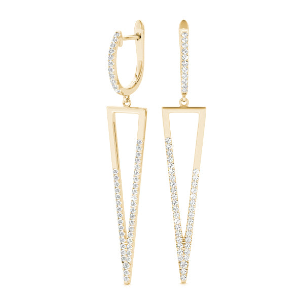 14K Yellow Gold Round Diamond Fashion Earrings