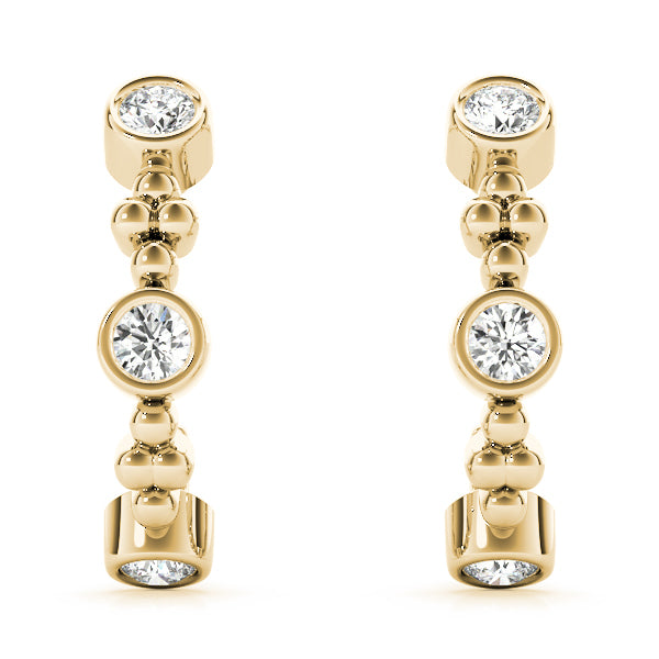 14K Yellow Gold Diamond Hoop Earrings