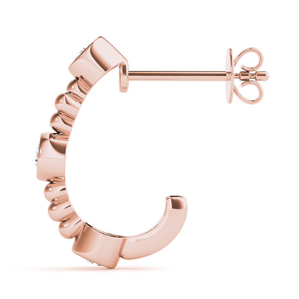 14K Rose Gold Diamond Hoop Earrings