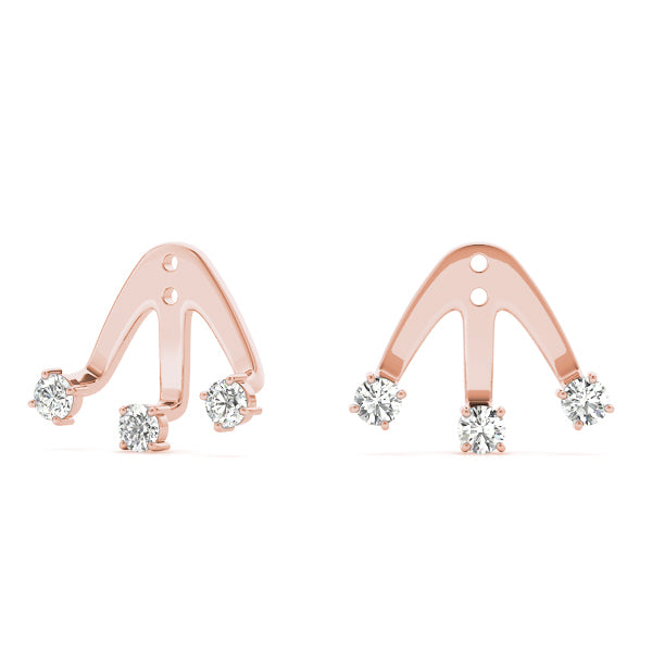 14K Rose Gold Round Diamond Fashion Earrings