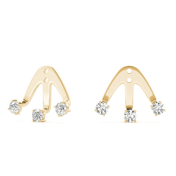 14K Yellow Gold Round Diamond Fashion Earrings