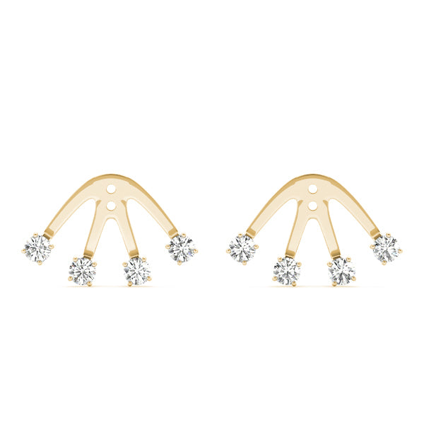 14K Yellow Gold Round Diamond Fashion Earrings