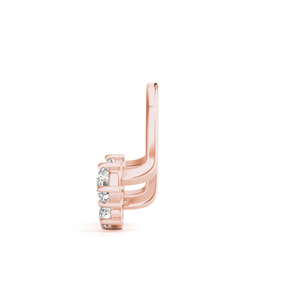 14K Rose Gold Round Diamond Fashion Earrings