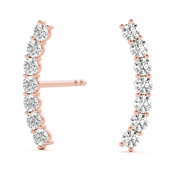 14K Rose Gold Round Diamond Fashion Earrings
