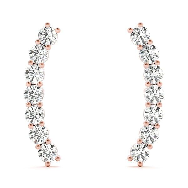 14K Rose Gold Round Diamond Fashion Earrings