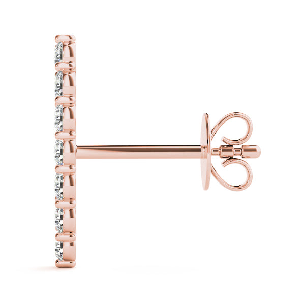 14K Rose Gold Round Diamond Fashion Earrings