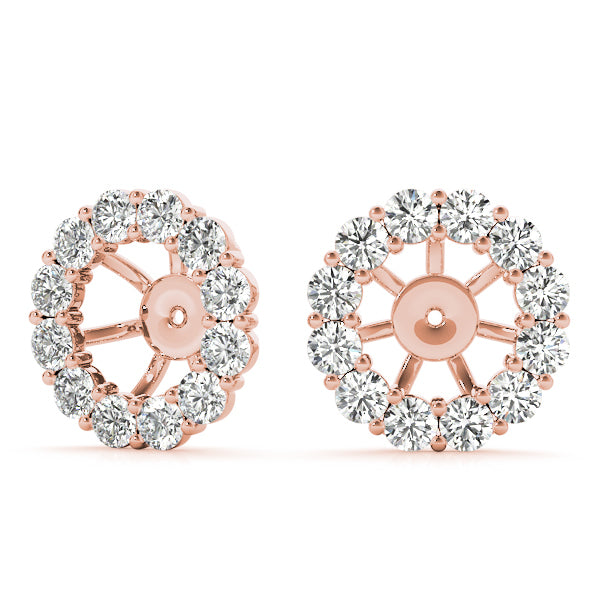 14K Rose Gold Round Diamond Fashion Earrings