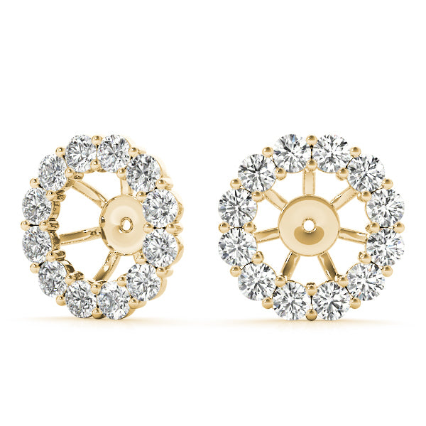 14K Yellow Gold Round Diamond Fashion Earrings