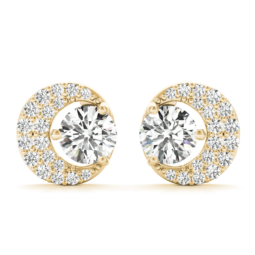 14K Yellow Gold Round Diamond Fashion Earrings