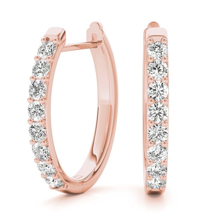 14K Rose Gold Diamond Fashion Hoop Earrings