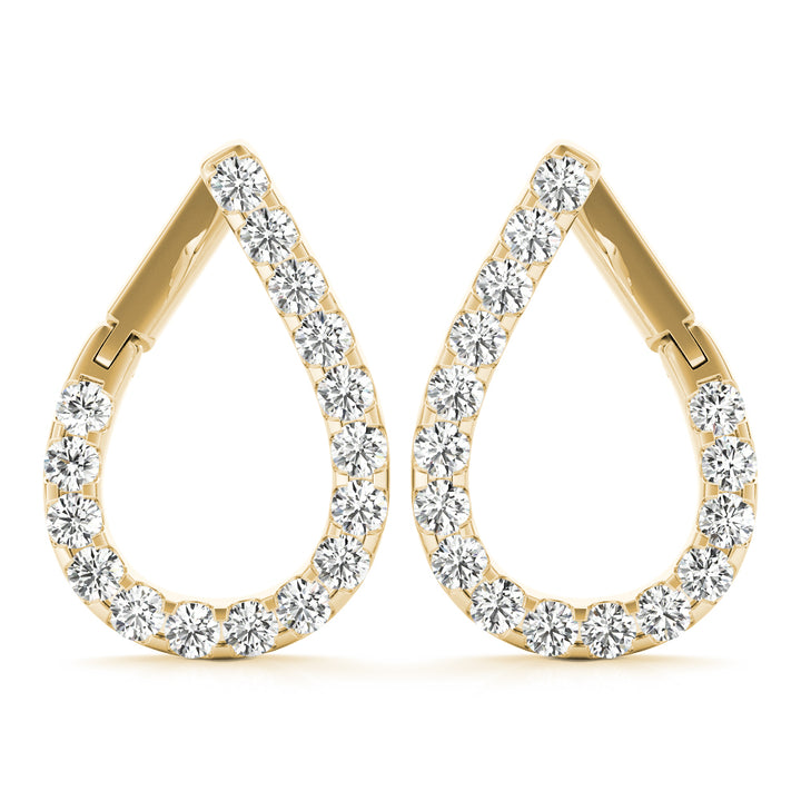 14K Yellow Gold Round Diamond Fashion Earrings