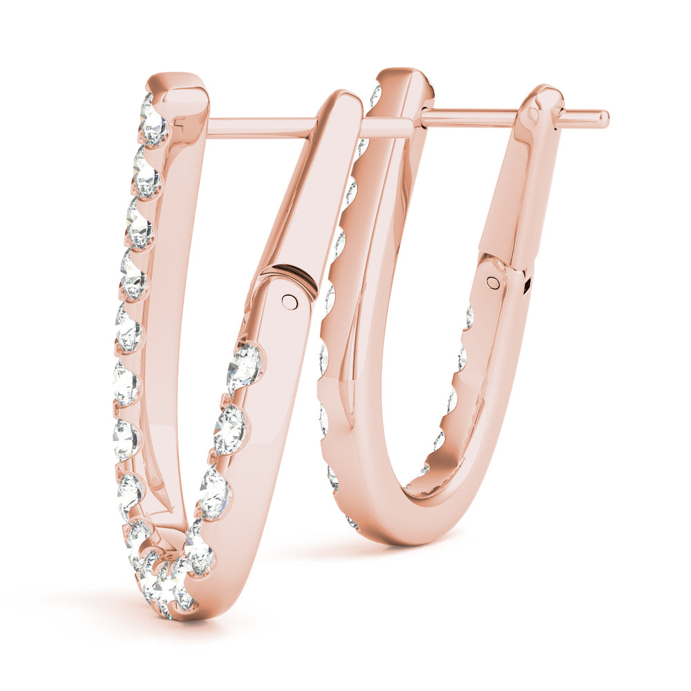 14K Rose Gold Round Diamond Fashion Earrings